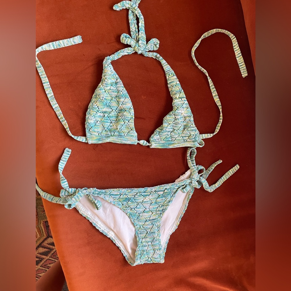 Crochet Blue and Green Bikini